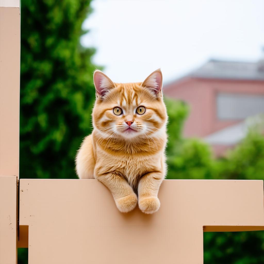 Original image of an orange cat resting on a fence.